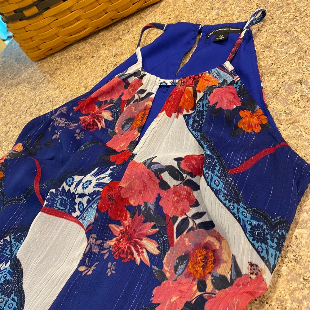 INC International Concepts Sleeveless Blue, Red, Pink, White Dress PS
